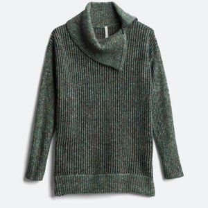 Leo & Nicole - Tamra Cowl Neck Zipper Detail Pullover - Dark Green - XL
